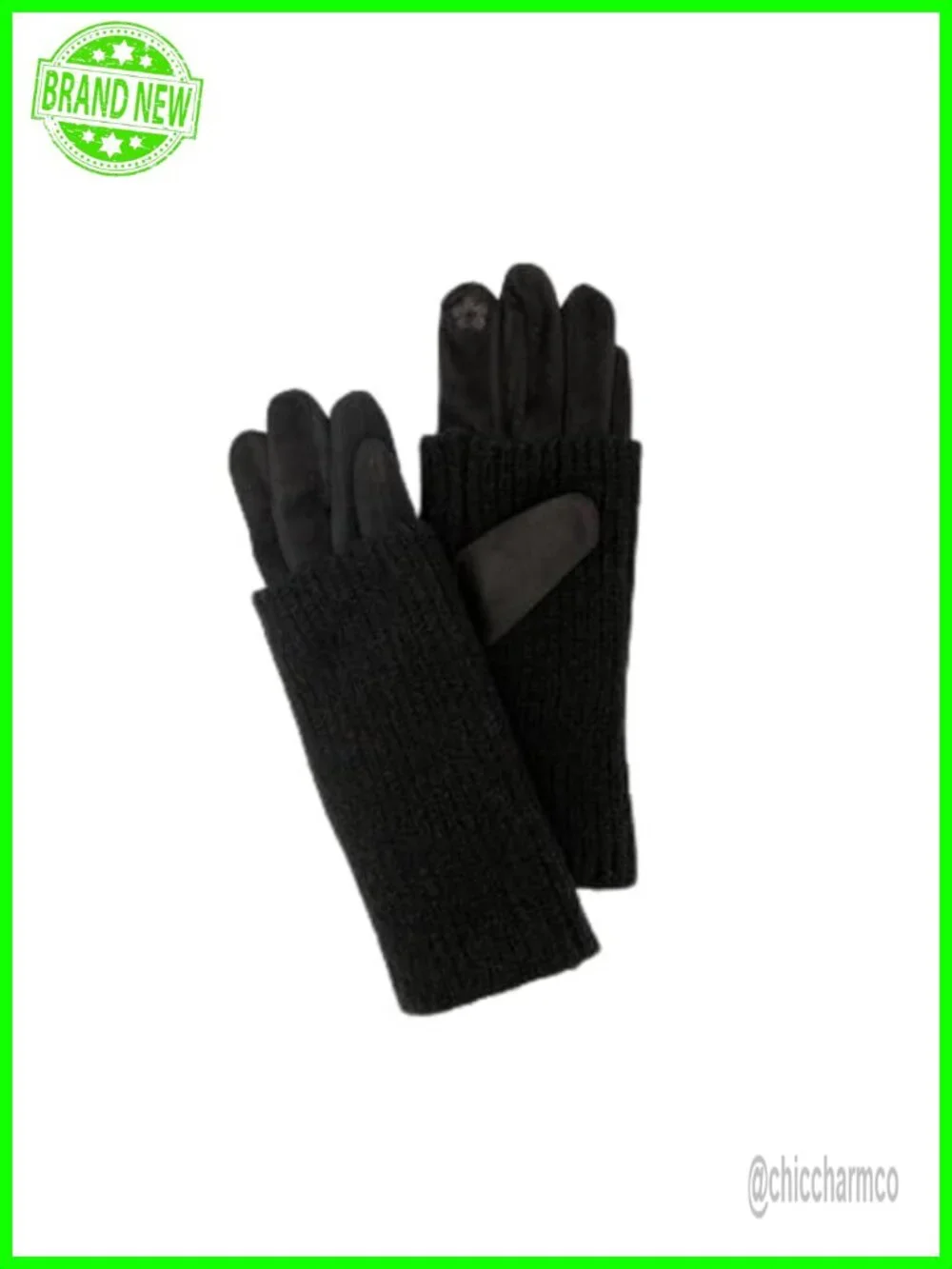 Faux Suede Gloves with Removable Knit Wrist Warmers